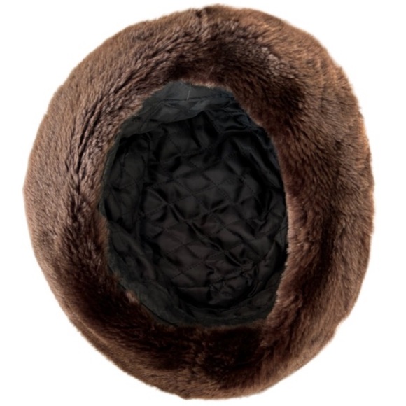 Luxury Fur Bucket Hat Faux Fur Mink Vintage Plush Chocolate Brown Retro One Size - Picture 7 of 15